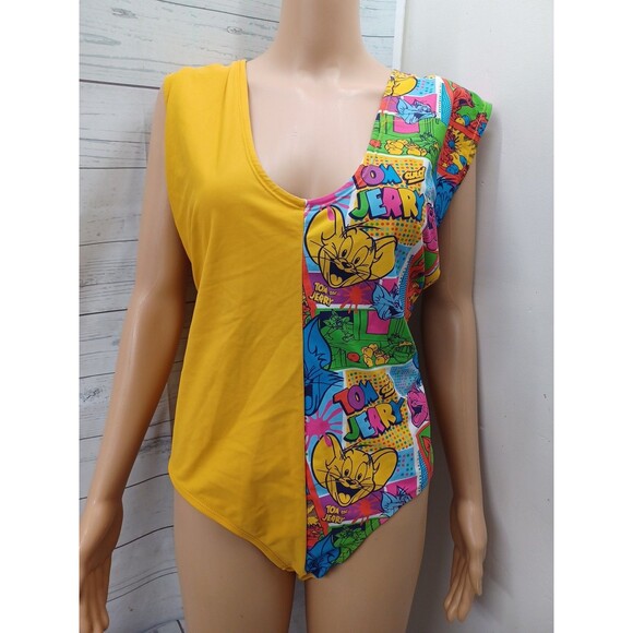 Tom & Jerry Swimsuit Bathing One Piece Color Block Plus Sz 3XL - Picture 1 of 9